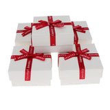 Maxbell 5 Piece Small Box Ribbon Bowknot Jewelry Gift Weddings Birthday White(8cm)