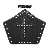 Maxbell 2x Black Medieval Cross Rivets Bandage Steampunk Gauntlet Bracelet Wristband