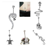 14G Belly Button Rings Stainless Steel Navel Ring Barbell Jewelry Snake -2