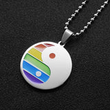 Maxbell 2pcs Stainless Steel Yin Yang Pendant Necklace for Gay Lesbian Pride Gift