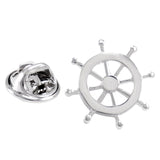 Maxbell Silver Brass Nautical Ship Steering Wheel Collar Lapel Badge Marine Charms Fashion Women Mens Shirt Pin - Aladdin Shoppers