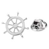 Maxbell Silver Brass Nautical Ship Steering Wheel Collar Lapel Badge Marine Charms Fashion Women Mens Shirt Pin - Aladdin Shoppers