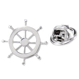 Maxbell Silver Brass Nautical Ship Steering Wheel Collar Lapel Badge Marine Charms Fashion Women Mens Shirt Pin - Aladdin Shoppers
