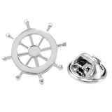 Maxbell Silver Brass Nautical Ship Steering Wheel Collar Lapel Badge Marine Charms Fashion Women Mens Shirt Pin - Aladdin Shoppers