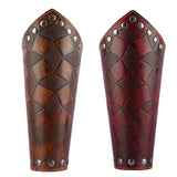 2Pcs Medieval Unisex Men  Bracers Leather Gauntlet Wristband Arm Armor Brown