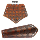 2Pcs Medieval Unisex Men  Bracers Leather Gauntlet Wristband Arm Armor Brown
