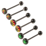 Maxbell Maxbell 6 Pieces 16G Stainless Steel Tongue Ring Barbell Piercing Body Jewelry Black