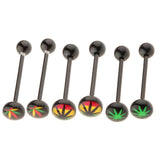 Maxbell Maxbell 6 Pieces 16G Stainless Steel Tongue Ring Barbell Piercing Body Jewelry Black