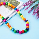 Maxbell 200 Pieces Dyed Round Wood Wooden Beads for Kids Jewelry DIY