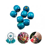 Maxbell 200 Pieces Dyed Round Wood Wooden Beads for Kids Jewelry DIY