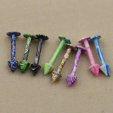 8 Pieces Punk Rock Stainless Steel Spike Tongue Labret Lip Bars Rings Piercings - Aladdin Shoppers