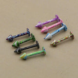 8 Pieces Punk Rock Stainless Steel Spike Tongue Labret Lip Bars Rings Piercings - Aladdin Shoppers