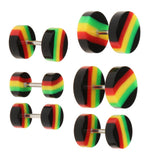 Maxbell Maxbell 6 Pieces Acrylic Ear Earrings Flesh Tunnel Stainless Steel Fake Plugs 18g