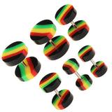 Maxbell Maxbell 6 Pieces Acrylic Ear Earrings Flesh Tunnel Stainless Steel Fake Plugs 18g