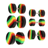Maxbell Maxbell 6 Pieces Acrylic Ear Earrings Flesh Tunnel Stainless Steel Fake Plugs 18g
