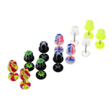 Maxbell Maxbell 12 Pieces Acrylic Ear Earrings Flesh Tunnel Stainless Steel Fake Plugs 16g