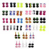 Maxbell Maxbell 12 Pieces Acrylic Ear Earrings Flesh Tunnel Stainless Steel Fake Plugs 16g