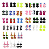 Maxbell Maxbell 12 Pieces Acrylic Ear Earrings Flesh Tunnel Stainless Steel Fake Plugs 16g