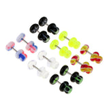Maxbell Maxbell 12 Pieces Acrylic Ear Earrings Flesh Tunnel Stainless Steel Fake Plugs 16g