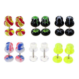 Maxbell Maxbell 12 Pieces Acrylic Ear Earrings Flesh Tunnel Stainless Steel Fake Plugs 16g