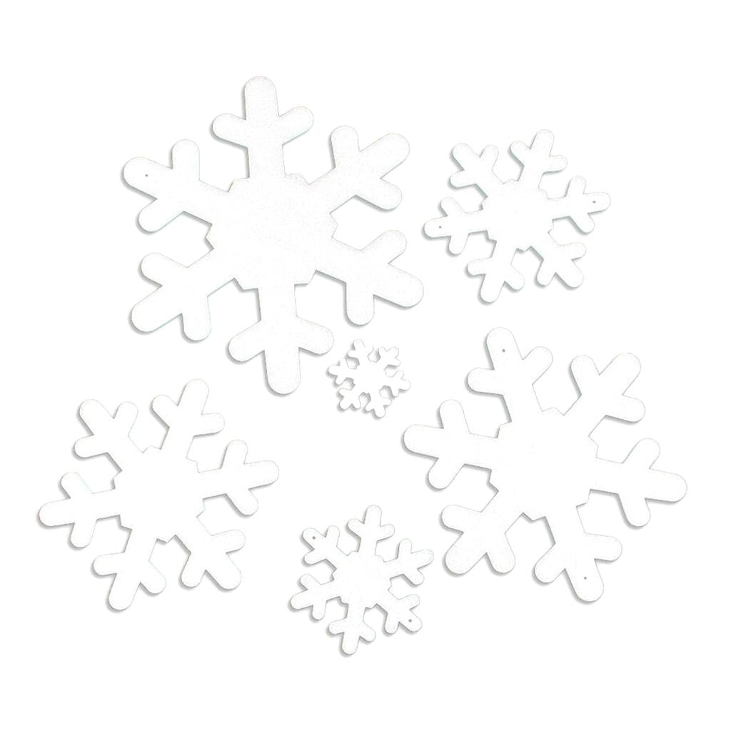 Maxbell 6pcs White Foam Snowflake Pendant Sticker Decals Window Clings Home Decor B