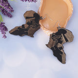 Maxbell Chic Wooden African Map Women Figure Earrings India Lady Tribe Hook Earring - Aladdin Shoppers