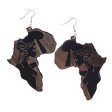Maxbell Chic Wooden African Map Women Figure Earrings India Lady Tribe Hook Earring