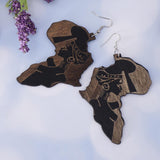 Maxbell Chic Wooden African Map Women Figure Earrings India Lady Tribe Hook Earring - Aladdin Shoppers