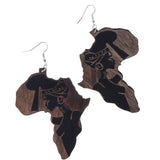 Maxbell Chic Wooden African Map Women Figure Earrings India Lady Tribe Hook Earring - Aladdin Shoppers