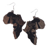 Maxbell Chic Wooden African Map Women Figure Earrings India Lady Tribe Hook Earring - Aladdin Shoppers
