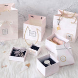 2 Pieces Paper Jewelry Gift Boxes for Rings Necklaces Bracelet 5.3x5.3x3.8cm