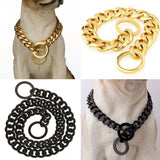 Maxbell Maxbell Large Stainless Steel Dog Cuban Link Collar Necklace Chain Black 16 inch