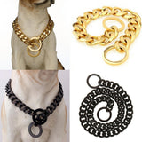 Maxbell Maxbell Large Stainless Steel Dog Cuban Link Collar Necklace Chain Black 16 inch