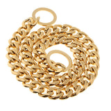 Maxbell Maxbell Large Stainless Steel Dog Cuban Link Collar Necklace Chain Gold 16 inch