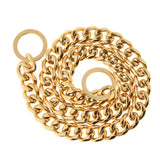 Maxbell Maxbell Large Stainless Steel Dog Cuban Link Collar Necklace Chain Gold 16 inch