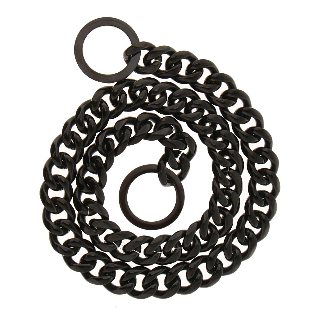 Maxbell Maxbell Large Stainless Steel Dog Cuban Link Collar Necklace Chain Black 24 inch