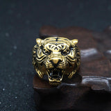 Maxbell Stainless Steel Ring Vintage Gothic Tribal Biker Tiger Head Band US Size13