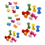 Maxbell Maxbell 100pcs DIY Wooden Colorful Cylindrical Bobbins Empty Thread Spools Findings