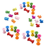 Maxbell Maxbell 100pcs DIY Wooden Colorful Cylindrical Bobbins Empty Thread Spools Findings