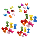Maxbell Maxbell 100pcs DIY Wooden Colorful Cylindrical Bobbins Empty Thread Spools Findings