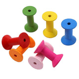 Maxbell Maxbell 100pcs DIY Wooden Colorful Cylindrical Bobbins Empty Thread Spools Findings