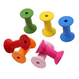 Maxbell Maxbell 100pcs DIY Wooden Colorful Cylindrical Bobbins Empty Thread Spools Findings