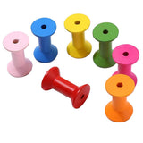 Maxbell Maxbell 100pcs DIY Wooden Colorful Cylindrical Bobbins Empty Thread Spools Findings