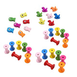 Maxbell Maxbell 100pcs DIY Wooden Colorful Cylindrical Bobbins Empty Thread Spools Findings