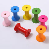 Maxbell Maxbell 20pcs Handmade Wooden Cylindrical Bobbins Empty Thread Spools Colorful Lot
