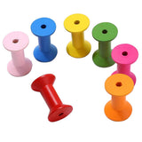 Maxbell Maxbell 20pcs Handmade Wooden Cylindrical Bobbins Empty Thread Spools Colorful Lot