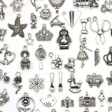 Maxbell 100 Pieces Mixed Antique Tibetan Silver Alloy Charms Pendants Bulk DIY Jewelry Findings Accessory Crafts, SUPER CUTE SHAPES - Aladdin Shoppers