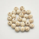 Maxbell 50 Pieces 14mm Natural Wooden Beads 4mm Large Hole Wood Spacer Beads Carved Alphabet/Letter for Macrame Jewelry Charms Crafts Making Supplies - Aladdin Shoppers