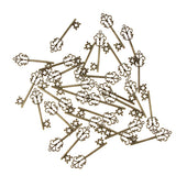 30 Pieces Vintage Key Hollow Charm Pendant Jewelry DIY Making Antique Brass