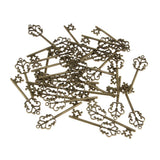30 Pieces Vintage Key Hollow Charm Pendant Jewelry DIY Making Antique Brass